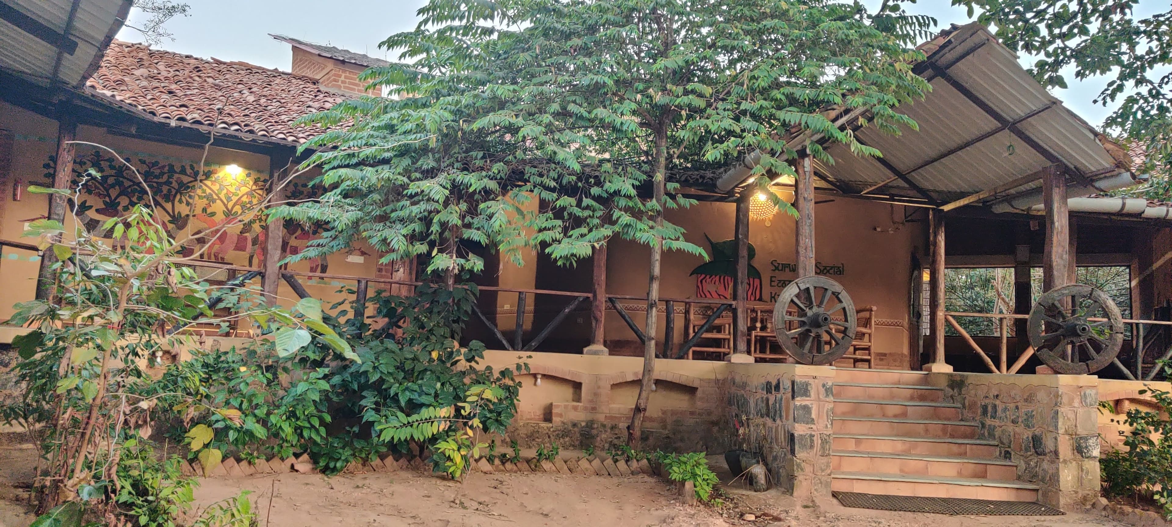 The beautiful exterior of the eco-lodge
